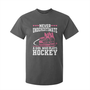 Never Underestimate A Girl Who Plays Hockey T Shirt For Kid Gift For Women TS12 Dark Heather Print Your Wear