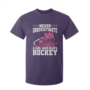 Never Underestimate A Girl Who Plays Hockey T Shirt For Kid Gift For Women TS12 Purple Print Your Wear