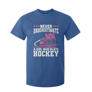 Never Underestimate A Girl Who Plays Hockey T Shirt For Kid Gift For Women TS12 Royal Blue Print Your Wear