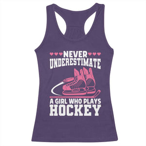 Never Underestimate A Girl Who Plays Hockey Racerback Tank Top Gift For Women TS12 Purple Print Your Wear
