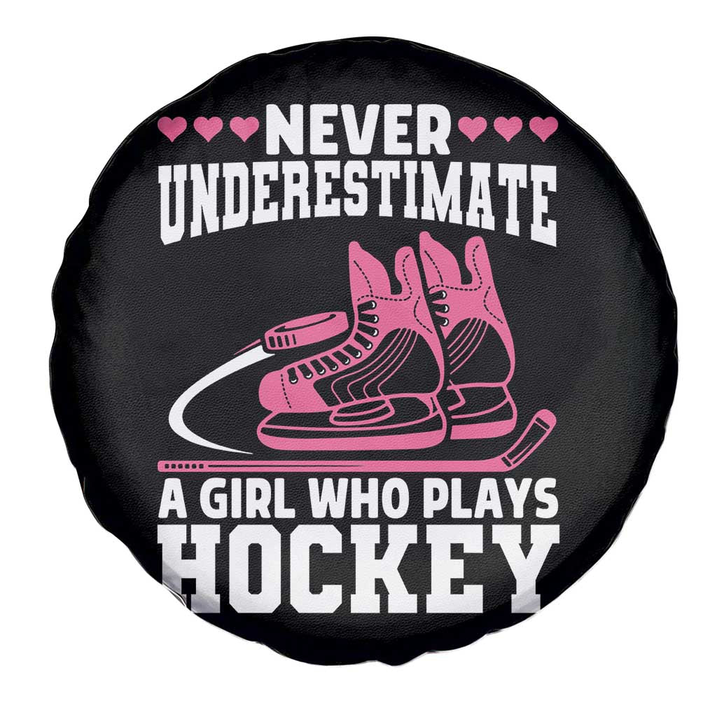 Never Underestimate A Girl Who Plays Hockey Spare Tire Cover Gift For Women TS12 Print Your Wear