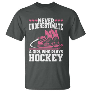 Never Underestimate A Girl Who Plays Hockey T Shirt Gift For Women TS12 Dark Heather Print Your Wear