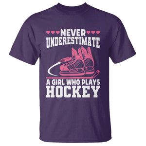 Never Underestimate A Girl Who Plays Hockey T Shirt Gift For Women TS12 Purple Print Your Wear