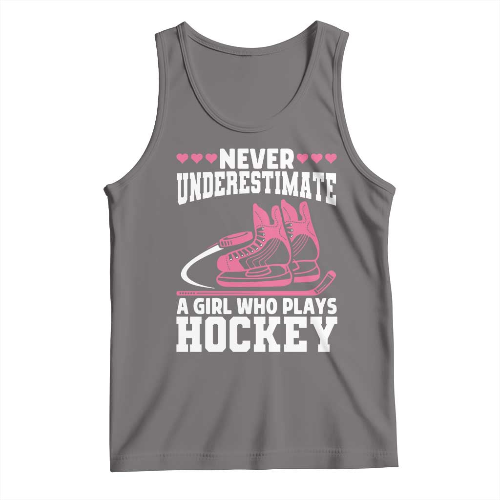 Never Underestimate A Girl Who Plays Hockey Tank Top Gift For Women TS12 Deep Heather Print Your Wear