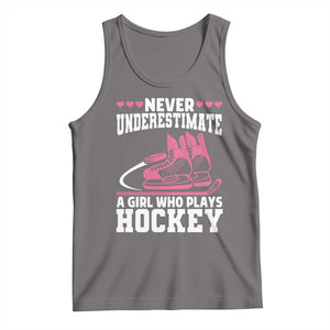 Never Underestimate A Girl Who Plays Hockey Tank Top Gift For Women TS12 Deep Heather Print Your Wear