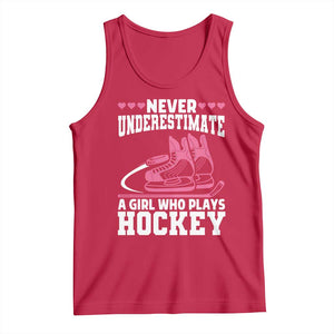 Never Underestimate A Girl Who Plays Hockey Tank Top Gift For Women TS12 Red Print Your Wear