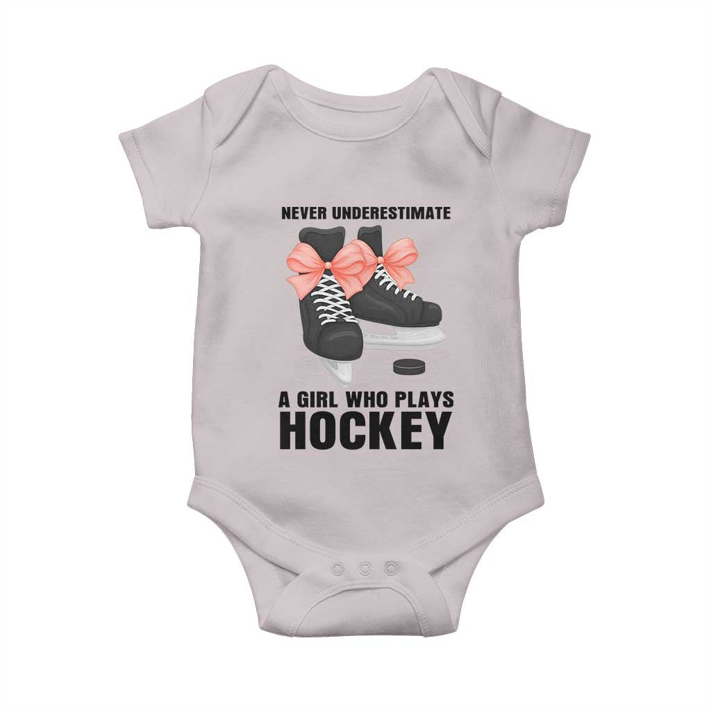 Never Underestimate A Girl Hockey Player Gift Idea Baby Onesie TS12 Ice Gray Print Your Wear