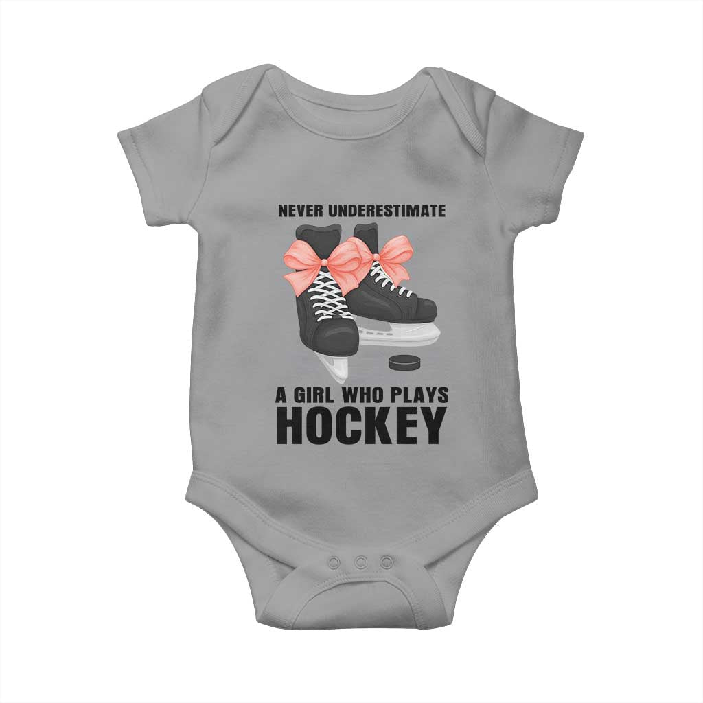 Never Underestimate A Girl Hockey Player Gift Idea Baby Onesie TS12 Sport Gray Print Your Wear
