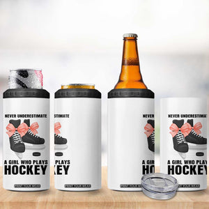 Never Underestimate A Girl Hockey Player Gift Idea 4 in 1 Can Cooler Tumbler TS12 Print Your Wear