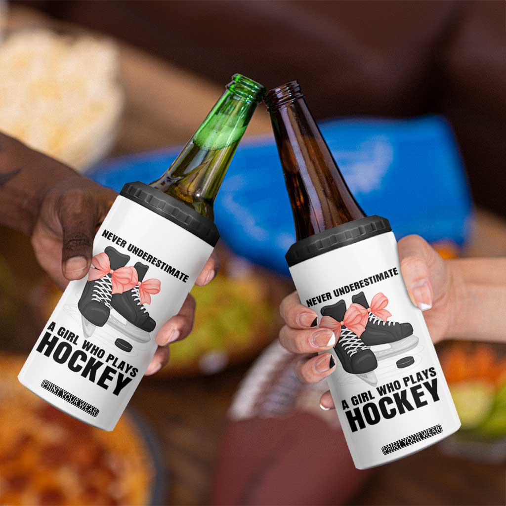 Never Underestimate A Girl Hockey Player Gift Idea 4 in 1 Can Cooler Tumbler TS12 Print Your Wear