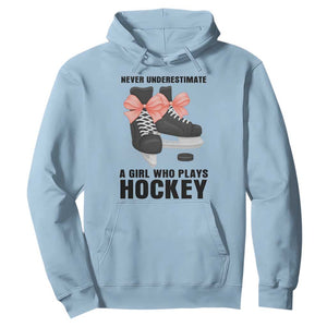 Never Underestimate A Girl Hockey Player Gift Idea Hoodie TS12 Light Blue Print Your Wear
