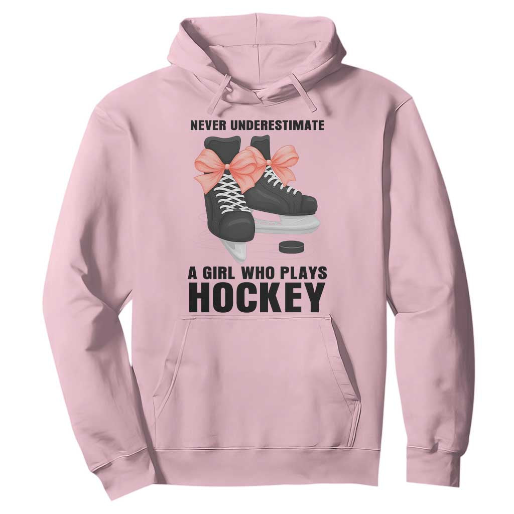 Never Underestimate A Girl Hockey Player Gift Idea Hoodie TS12 Light Pink Print Your Wear