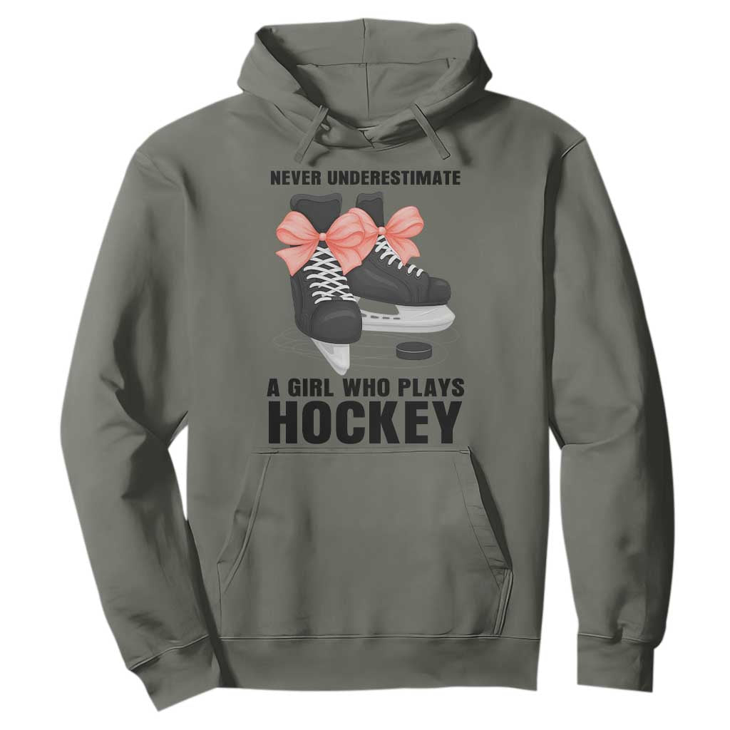 Never Underestimate A Girl Hockey Player Gift Idea Hoodie TS12 Military Green Print Your Wear