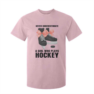 Never Underestimate A Girl Hockey Player Gift Idea T Shirt For Kid TS12 Light Pink Print Your Wear