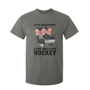 Never Underestimate A Girl Hockey Player Gift Idea T Shirt For Kid TS12 Military Green Print Your Wear