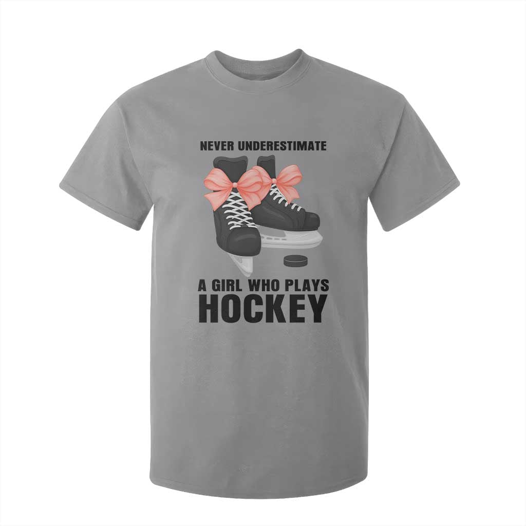 Never Underestimate A Girl Hockey Player Gift Idea T Shirt For Kid TS12 Sport Gray Print Your Wear
