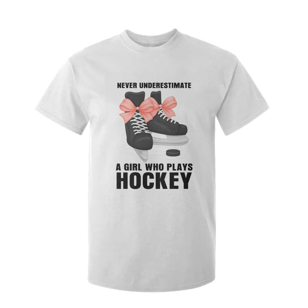 Never Underestimate A Girl Hockey Player Gift Idea T Shirt For Kid TS12 White Print Your Wear