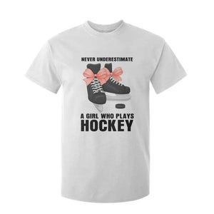 Never Underestimate A Girl Hockey Player Gift Idea T Shirt For Kid TS12 White Print Your Wear