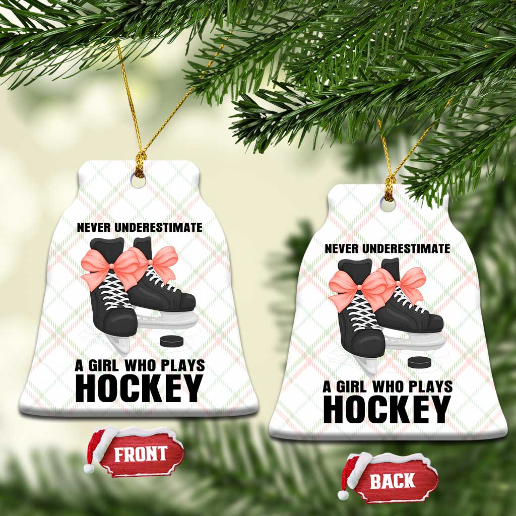 Never Underestimate A Girl Hockey Player Gift Idea Ceramic Ornament TS12 Print Your Wear