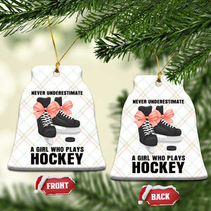 Never Underestimate A Girl Hockey Player Gift Idea Ceramic Ornament TS12 Print Your Wear