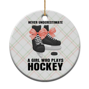 Never Underestimate A Girl Hockey Player Gift Idea Ceramic Ornament TS12 1pc Christmas Plaid Print Your Wear