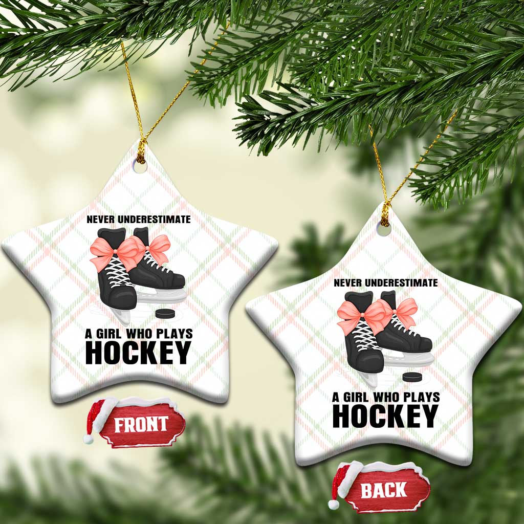 Never Underestimate A Girl Hockey Player Gift Idea Ceramic Ornament TS12 Print Your Wear