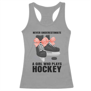 Never Underestimate A Girl Hockey Player Gift Idea Racerback Tank Top TS12 Sport Gray Print Your Wear