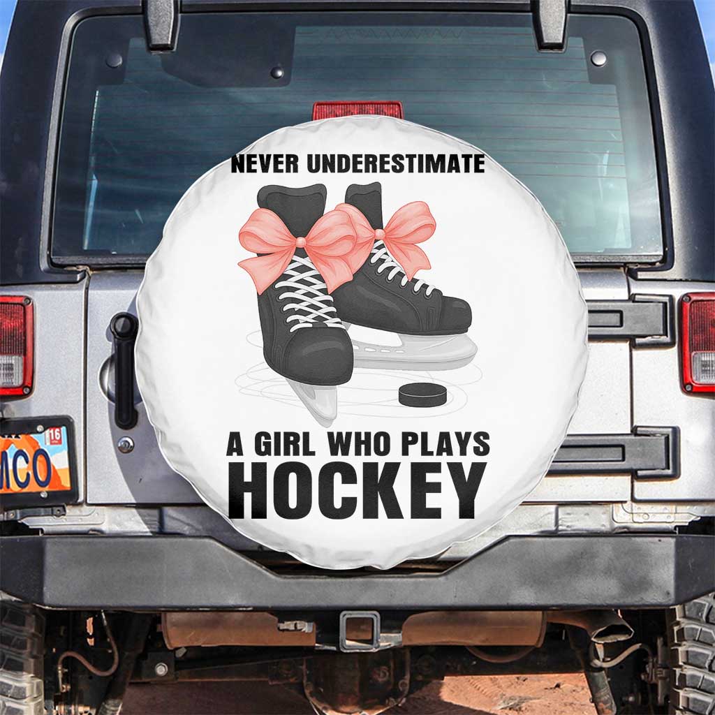 Never Underestimate A Girl Hockey Player Gift Idea Spare Tire Cover TS12 No hole White Print Your Wear
