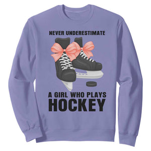 Never Underestimate A Girl Hockey Player Gift Idea Sweatshirt TS12 Violet Print Your Wear