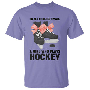 Never Underestimate A Girl Hockey Player Gift Idea T Shirt TS12 Violet Print Your Wear