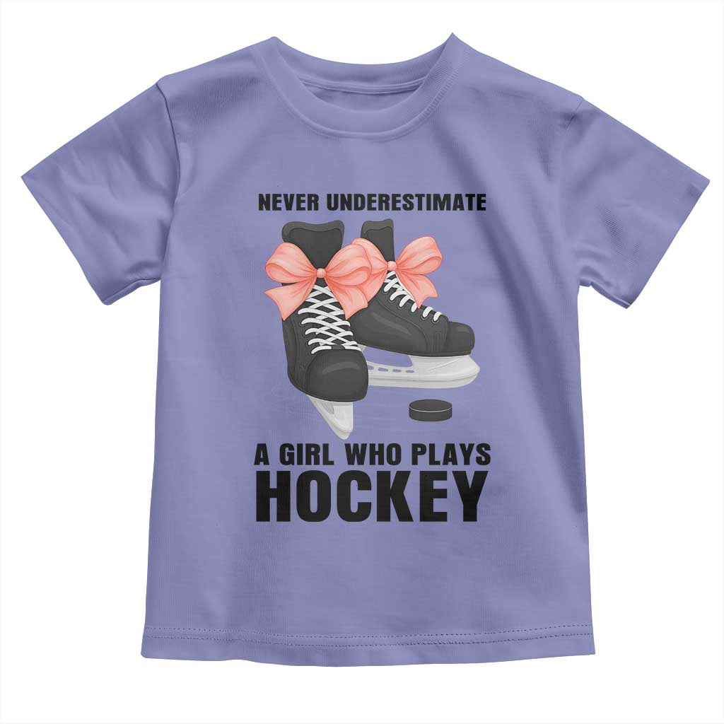 Never Underestimate A Girl Hockey Player Gift Idea Toddler T Shirt TS12 Violet Print Your Wear