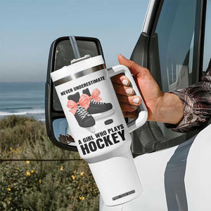 Never Underestimate A Girl Hockey Player Gift Idea Tumbler With Handle TS12 Print Your Wear