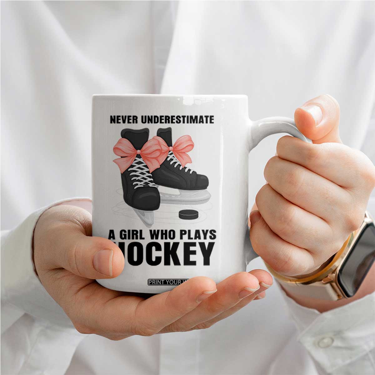 Never Underestimate A Girl Hockey Player Gift Idea Coffee Mug TS12 Print Your Wear