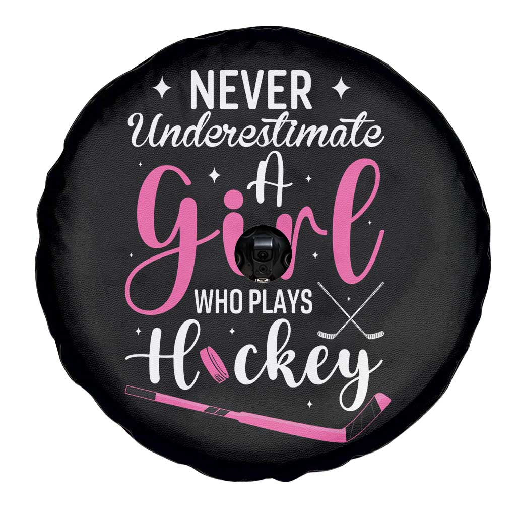 Never Underestimate A Girl Who Plays Hockey Spare Tire Cover Sports Lover Gift TS12 Print Your Wear