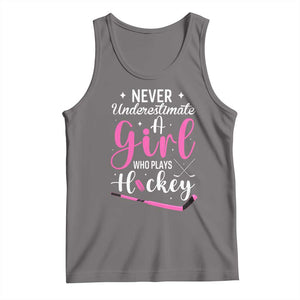 Never Underestimate A Girl Who Plays Hockey Tank Top Sports Lover Gift TS12 Deep Heather Print Your Wear