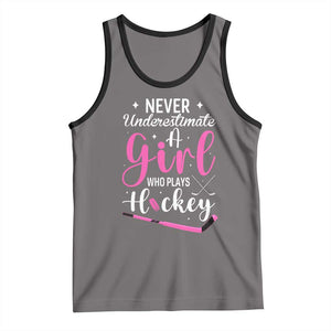 Never Underestimate A Girl Who Plays Hockey Tank Top Sports Lover Gift TS12 Deep Heather Black Print Your Wear