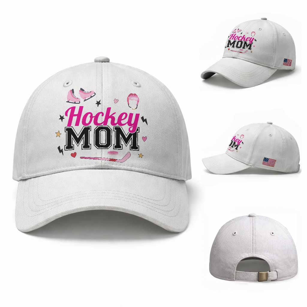 Proud Hockey Mom Baseball Cap Ice Hockey Supporter Gift TS12 Baseball Cap Universal Fit White Print Your Wear