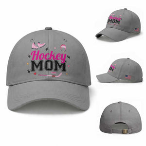 Proud Hockey Mom Baseball Cap Ice Hockey Supporter Gift TS12 Baseball Cap Universal Fit Sport Gray Print Your Wear
