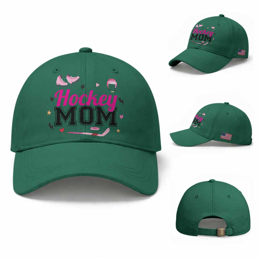 Proud Hockey Mom Baseball Cap Ice Hockey Supporter Gift TS12 Baseball Cap Universal Fit Irish Green Print Your Wear