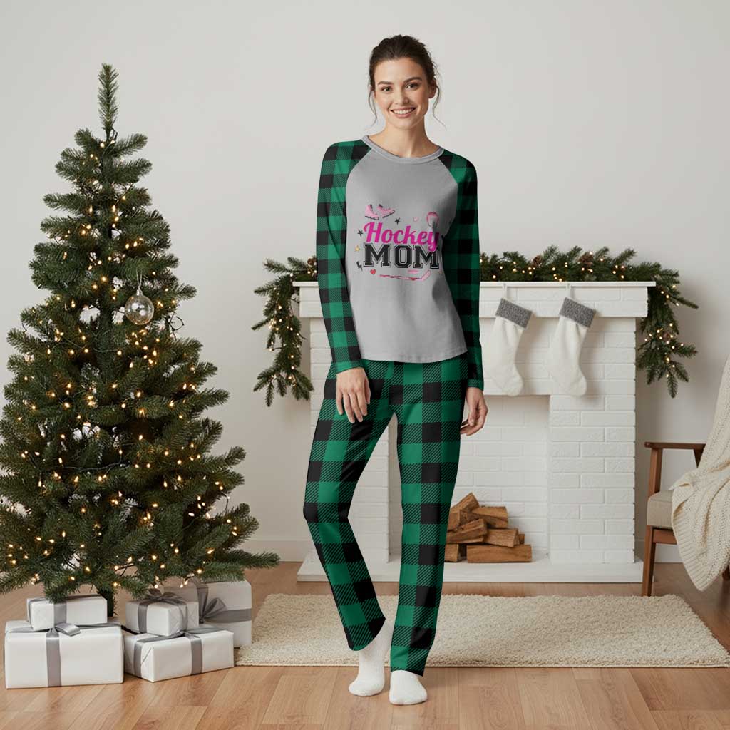 Proud Hockey Mom Plaid Pajama Set Ice Hockey Supporter Gift TS12 Green Plaid Print Your Wear