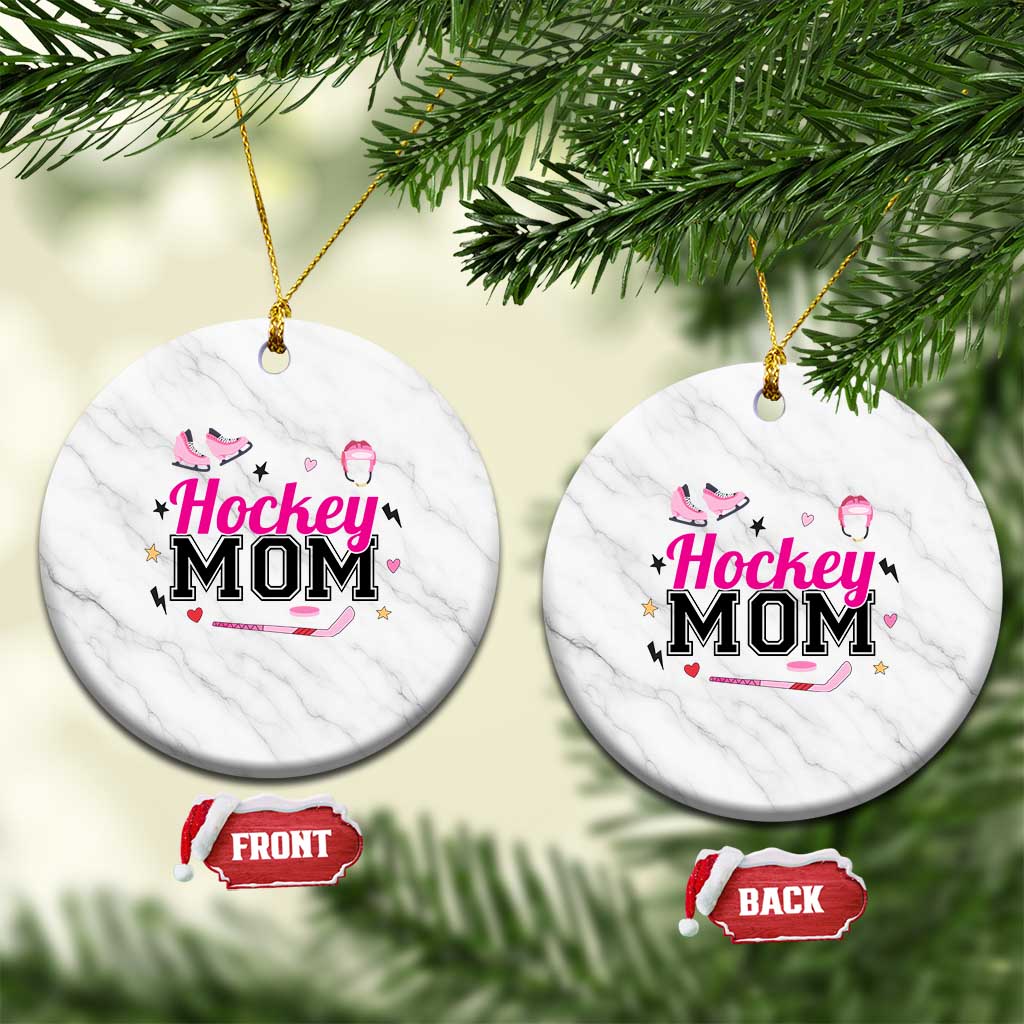 Proud Hockey Mom Ceramic Ornament Ice Hockey Supporter Gift TS12 1pc White Marble Print Your Wear
