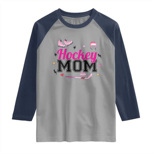 Proud Hockey Mom Raglan Shirt Ice Hockey Supporter Gift TS12 Sport Gray Navy Print Your Wear