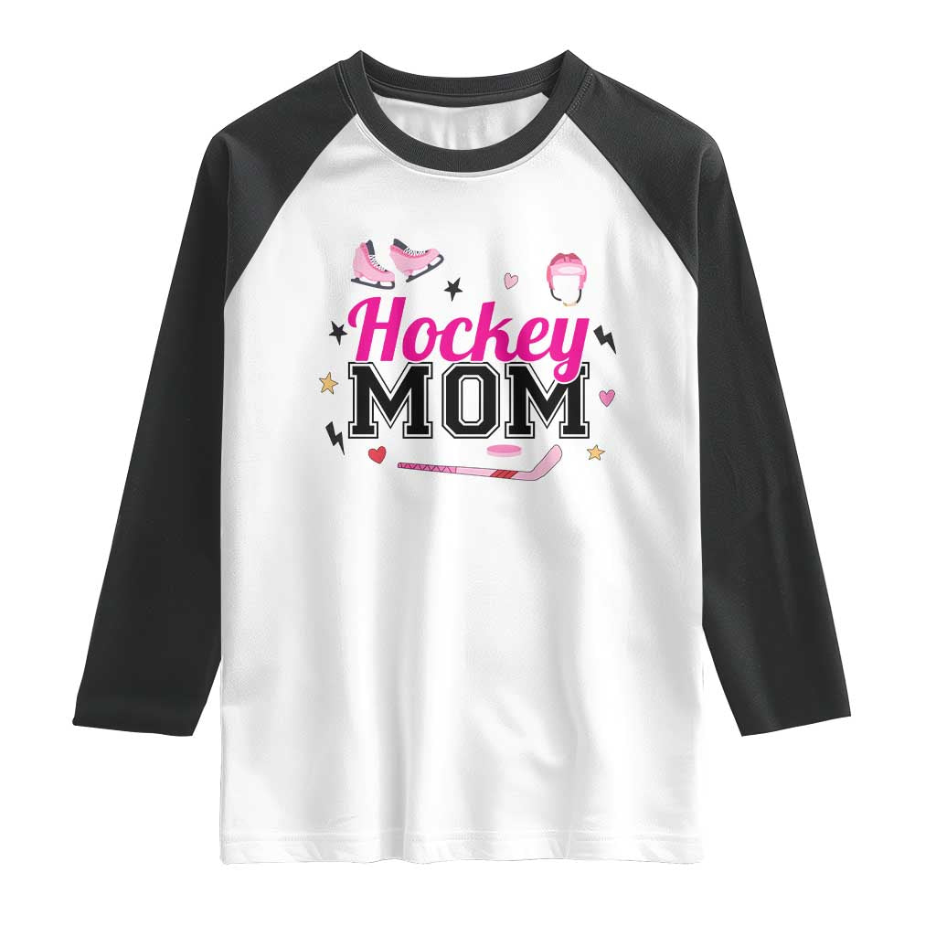 Proud Hockey Mom Raglan Shirt Ice Hockey Supporter Gift TS12 White Black Print Your Wear