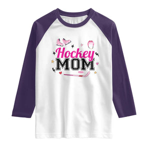 Proud Hockey Mom Raglan Shirt Ice Hockey Supporter Gift TS12 White Purple Print Your Wear