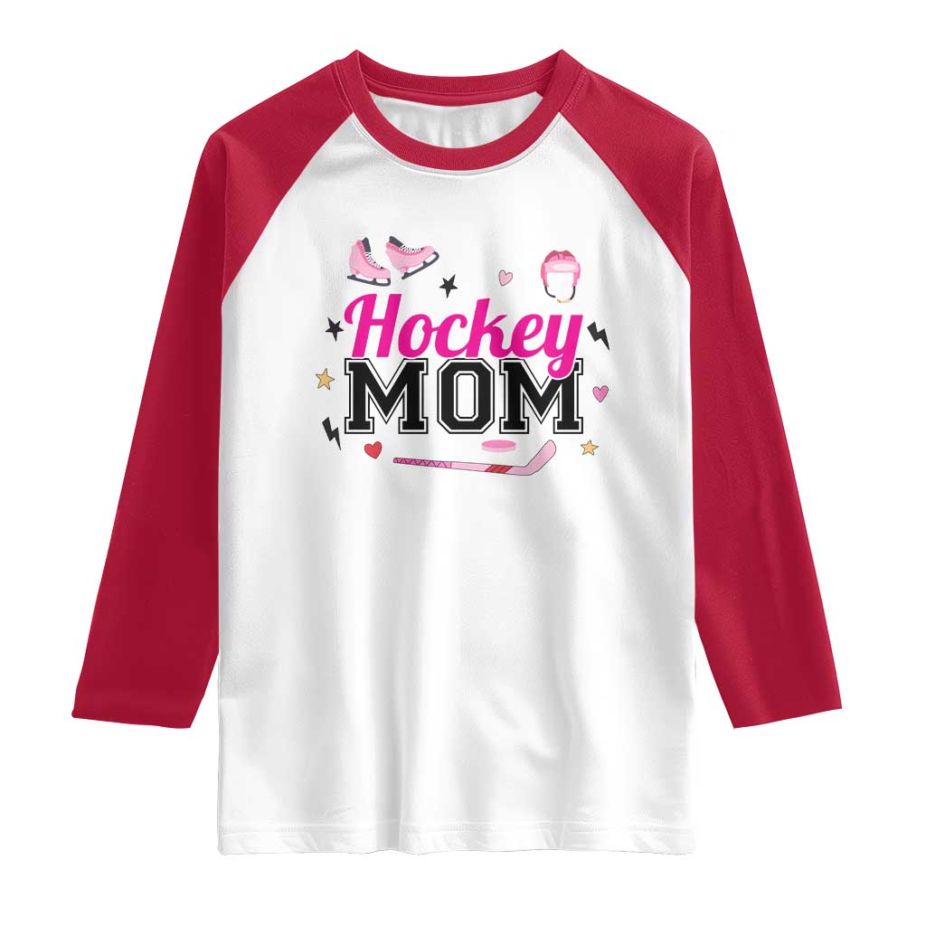 Proud Hockey Mom Raglan Shirt Ice Hockey Supporter Gift TS12 White Red Print Your Wear