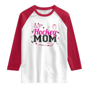 Proud Hockey Mom Raglan Shirt Ice Hockey Supporter Gift TS12 White Red Print Your Wear