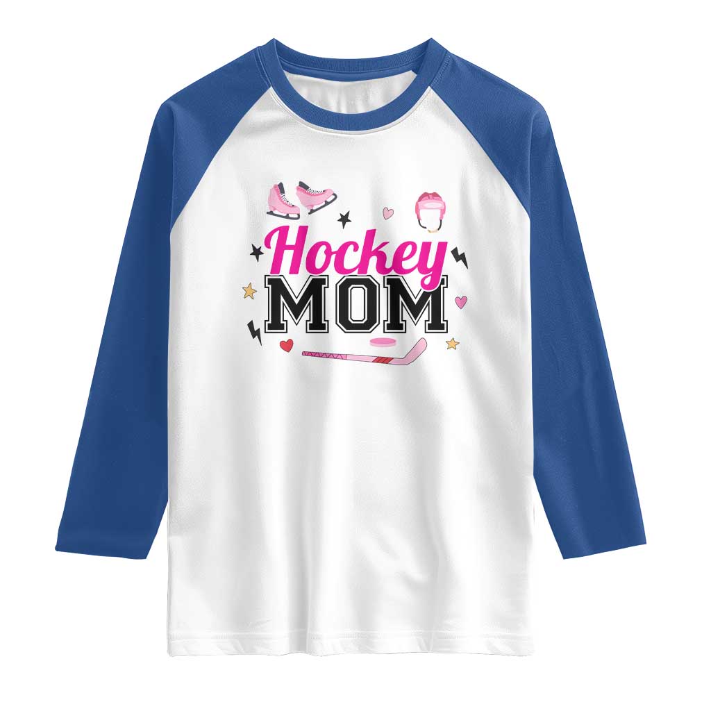 Proud Hockey Mom Raglan Shirt Ice Hockey Supporter Gift TS12 White Royal Print Your Wear