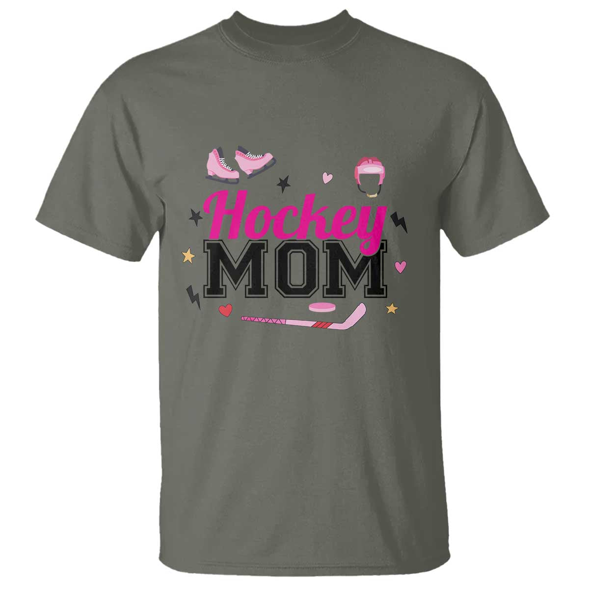 Proud Hockey Mom T Shirt Ice Hockey Supporter Gift TS12 Military Green Print Your Wear