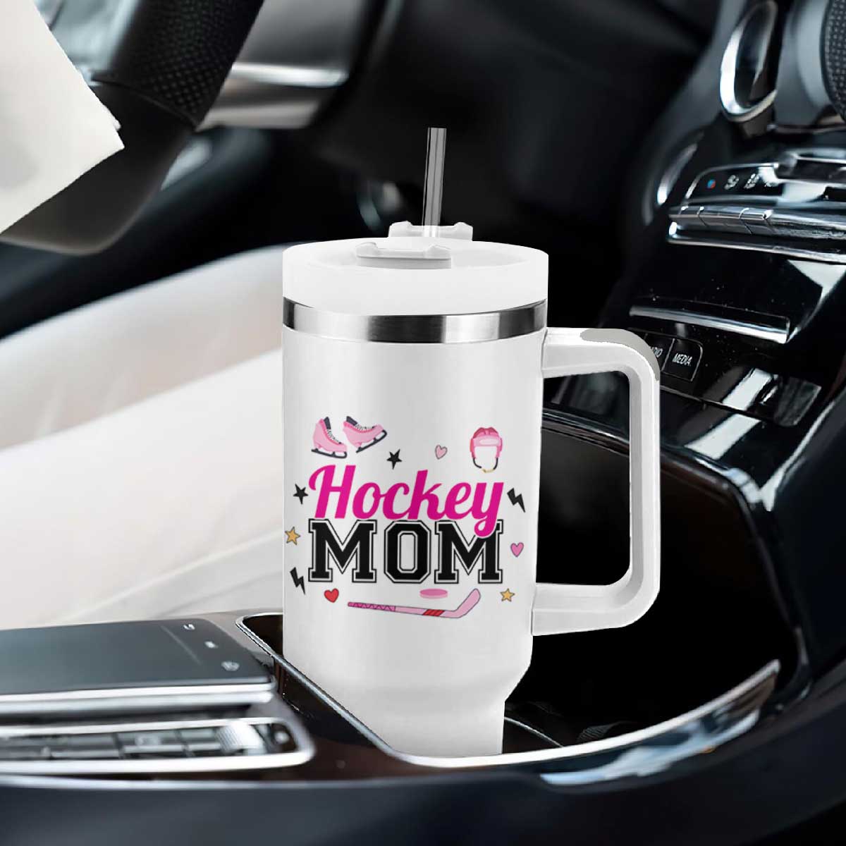 Proud Hockey Mom Tumbler With Handle Ice Hockey Supporter Gift TS12 Print Your Wear