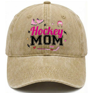 Proud Hockey Mom Washed Cotton Baseball Cap Ice Hockey Supporter Gift TS12 Print Your Wear